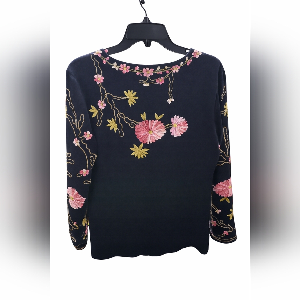 Floral Embroidered Pre-owned Black Floral Cardigan - Picture 2 of 2